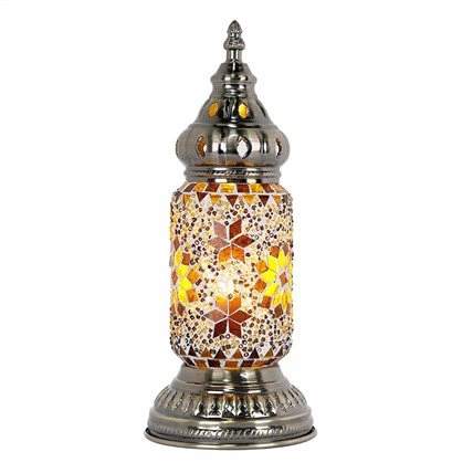 Qo'lda ishlangan mozaikli shisha stol chiroqchasi