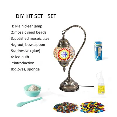 DIY oqqush mozaikli stol chiroqchasi